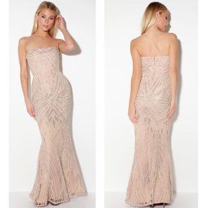 Gretta Blush Pink Sequin Strapless Maxi Dress
